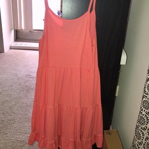 Coral flowy mini dresss